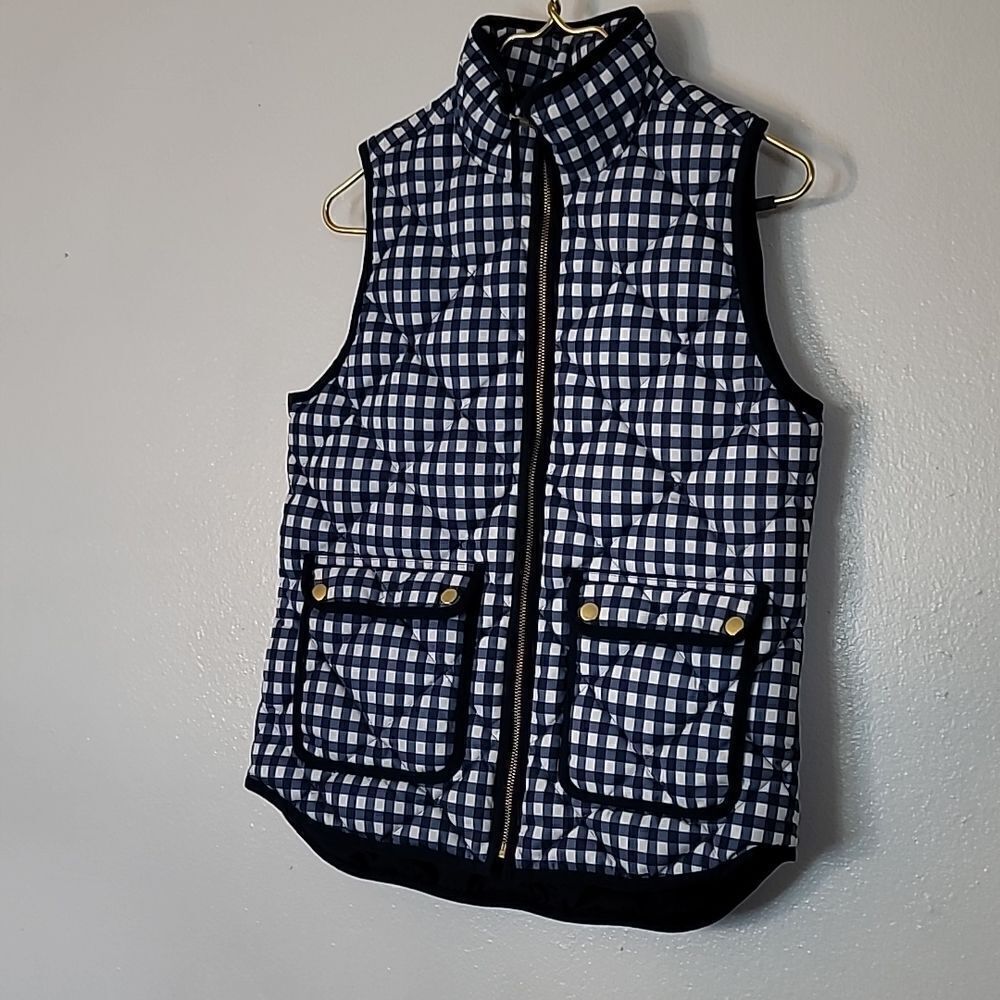 J.Crew Excursion Vest Navy Gingham - Picture 2 of 9